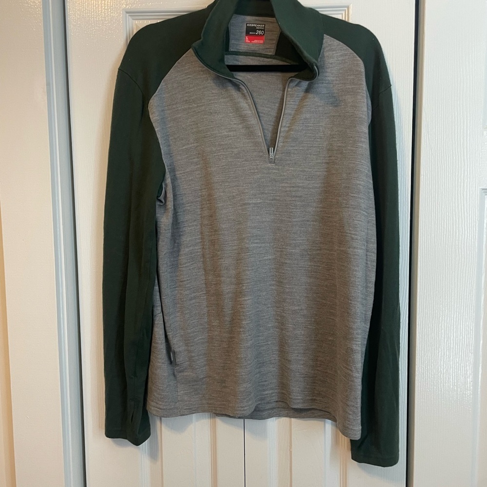 ICEBREAKER Mens M Bodyfit 260 Merino Wool 1/4 Zip Mock Turtleneck Shirt, Large